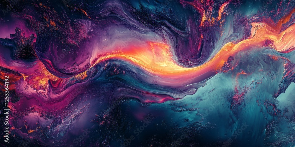 Poster abstract visual with artistic digital art that highlights the creative and unconventional nature of digital designs, creating a rich and engaging background with a touch