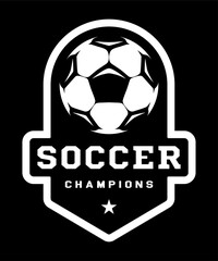 Soccer ball, football logo. Sport games. Sporting equipment. Emblem, badge.