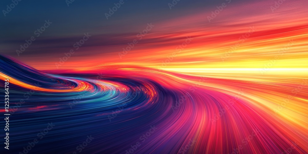 Poster abstract scene where linear gradients create a sense of movement and depth, using a harmonious color palette to evoke a rich and dynamic visual effect