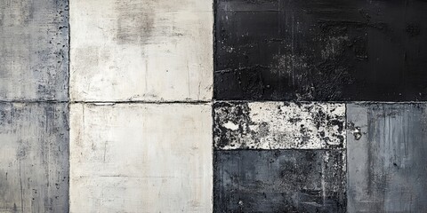 abstract artwork showcasing concrete textures with intricate and weathered patterns, using a mix of rough and smooth surfaces to create a visually engaging and industrial