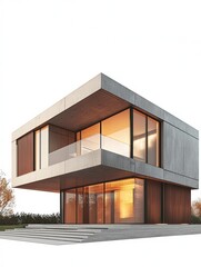 Modern architectural residence: An expansive residence showcasing a cutting-edge modern design with expansive glass windows. The image captures a sense of spaciousness and sophistication