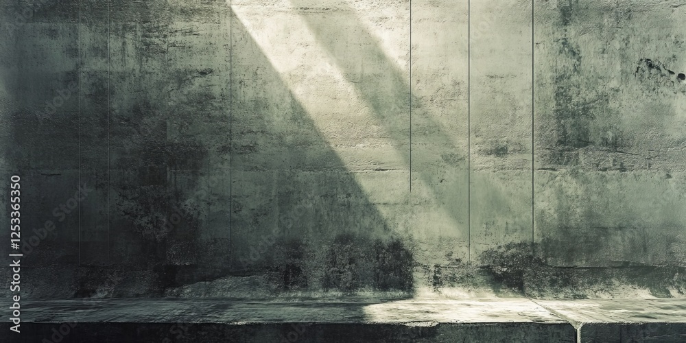 Poster abstract visual with concrete textures that highlight the interplay of light and shadow on rugged surfaces, creating a rich and immersive background with a touch of conte