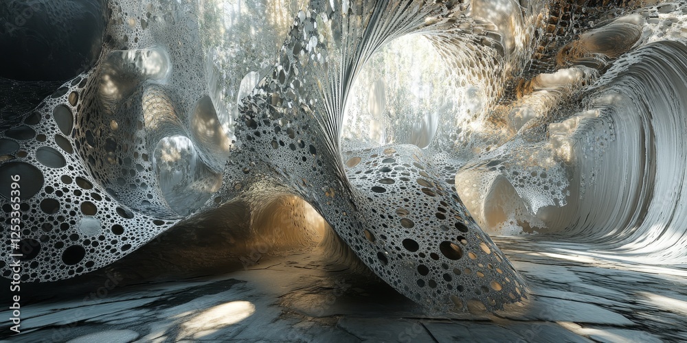 Leinwandbilder abstract scene where digital renderings create a sense of realism and depth, using a mix of intricate details and textures to evoke a rich and immersive visual effect