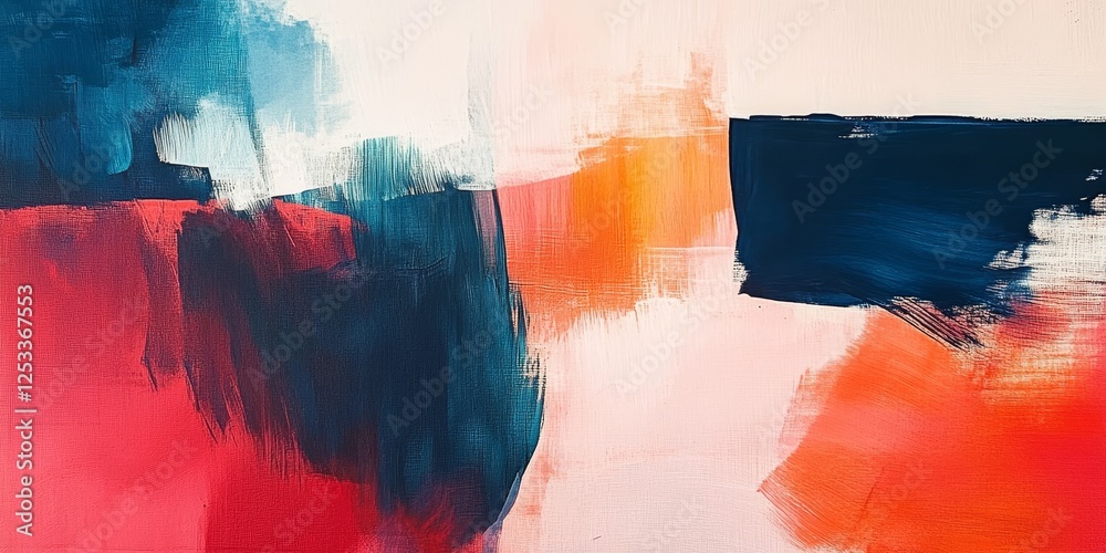 Fototapete abstract scene where minimalist principles are applied with a focus on simple color palettes, blending a few complementary shades to produce a visually engaging and refin