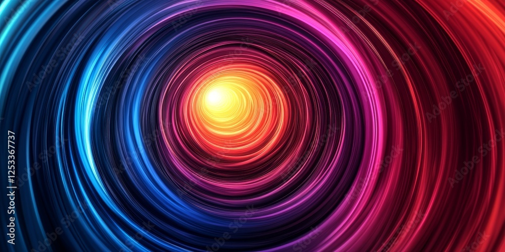 Poster abstract image featuring radial gradients with a focus on smooth and circular color transitions emanating from a central point, blending hues to produce a visually captiv
