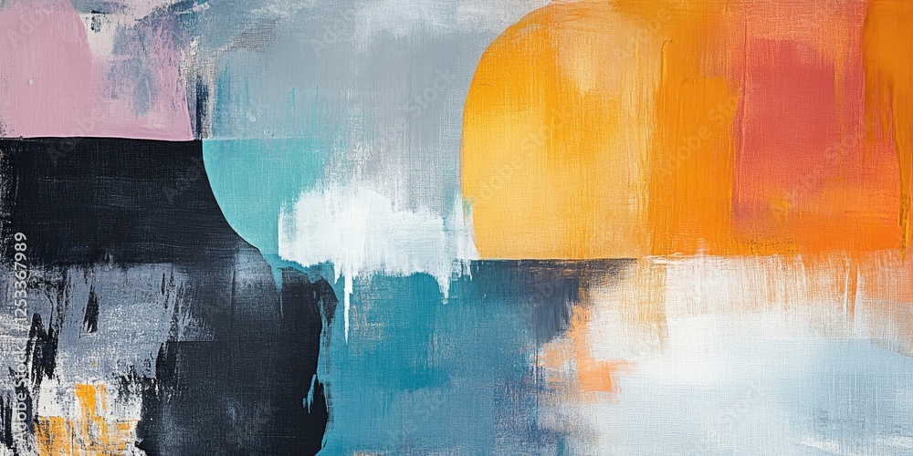 Leinwandbilder abstract scene where minimalist principles are applied with a focus on simple color palettes, blending a few complementary shades to produce a visually engaging and refin