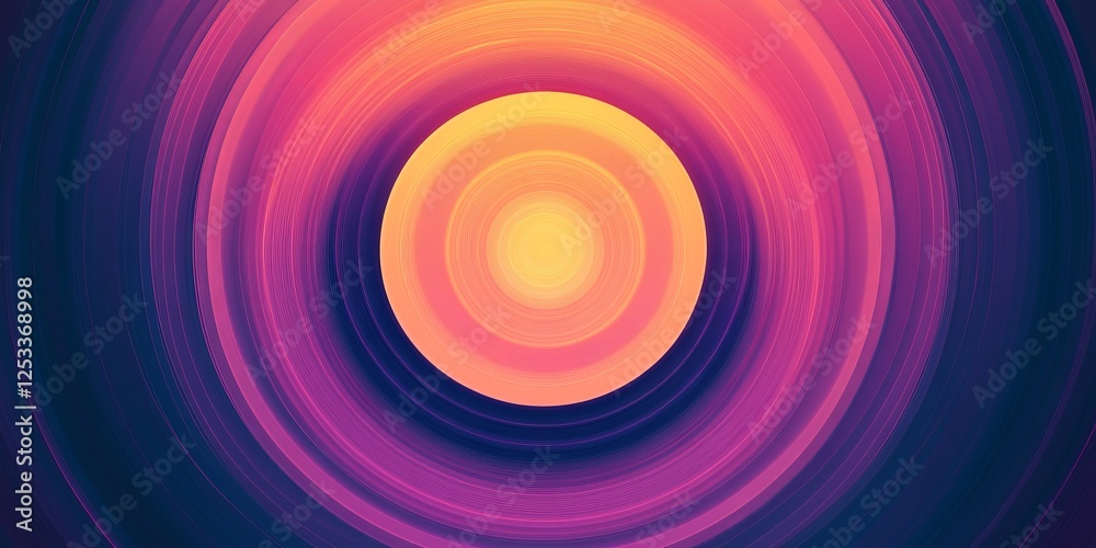 Poster abstract scene where radial gradients create a sense of depth and focus, using a harmonious palette to evoke a rich and immersive visual effect radiating from the center