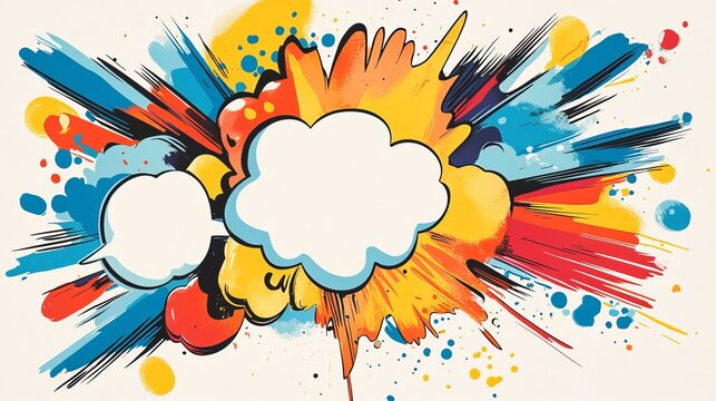 Comic books dialog bubbles. Cartoon book superhero scrapbook page template, empty comical speech clouds, graphic art frame layout template illustration. Pop art background with blank balloons