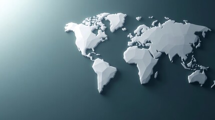 Naklejka premium Elegant low-poly world map softly lit gray background. AI Generated