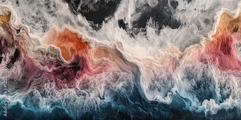 Aufkleber abstract visual with resin art that highlights the flowing and reflective qualities of the material, blending colors and textures to create a rich and immersive artistic