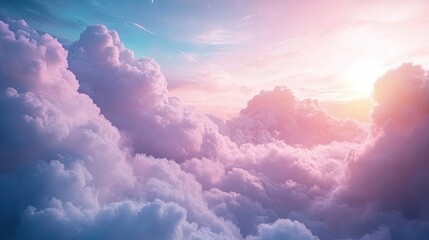 A dreamy pastel sky with fluffy clouds and shooting stars, creating an ethereal atmosphere for fantasy-themed designs