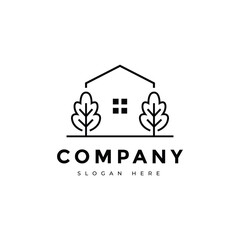 green house line minimalist logo design vector