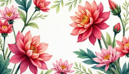 Intricate dahlia watercolor repeat Artistic botanical wallpaper print , background, seamless