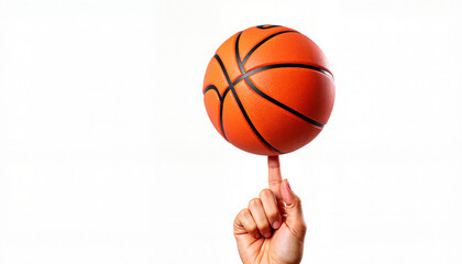 Hand skillfully spinning basketball on finger, talent demonstration