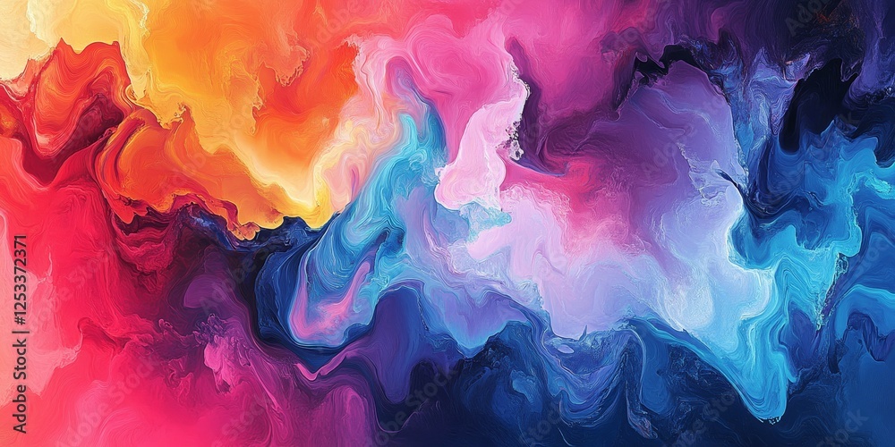 Fototapete abstract artwork showcasing vibrant gradients with a focus on the dramatic and bold blending of colo
