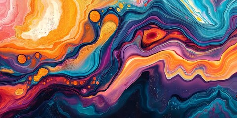 abstract visual with fluid art that highlights the elegant and continuous movement of flowing patterns, using a mix of vibrant and subtle colors to produce a dynamic and