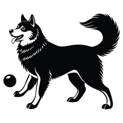 alaskan malamute dog silhouette vector illustration