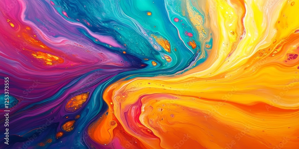 Leinwandbilder an abstract image showcasing acrylic pouring fluid art with vibrant and swirling colors that blend s