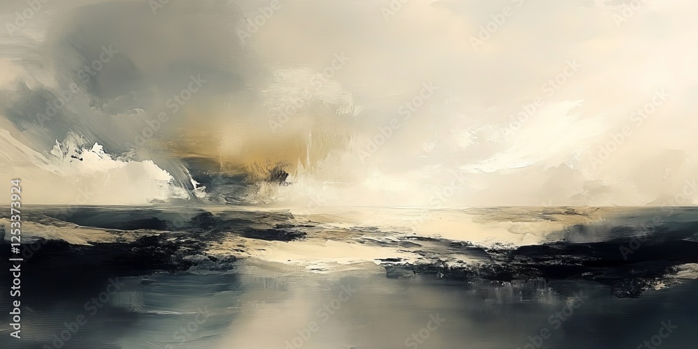 Poster abstract artwork showcasing minimalist design, incorporating sparse and elegant details to produce a visually serene and balanced composition with an emphasis on essentia