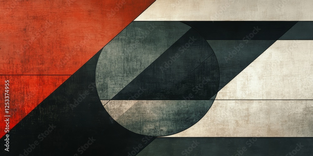 Poster abstract image featuring minimalist design, focusing on the interplay of basic geometric forms and muted tones to create a visually striking yet unobtrusive and elegant b