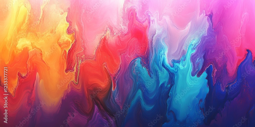 Poster abstract visual with rainbow gradients that highlight the vibrant and dynamic nature of color, creating a rich and striking background with a touch of artistic flair