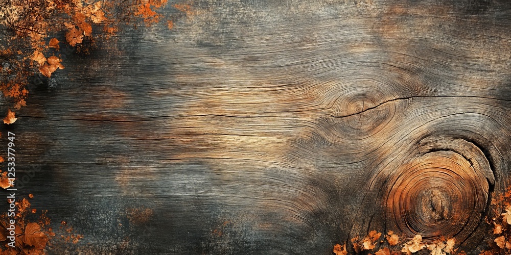 Poster abstract visual with nature textures that highlight the beauty of natural surfaces, blending various elements like wood grain and foliage in a sophisticated and textured