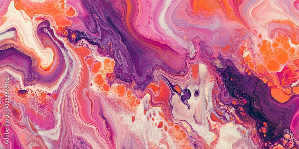 Aufkleber abstract artwork showcasing marbling fluid art with a focus on the seamless blending of colors and the formation of unique, swirling patterns that evoke a sense of fluid