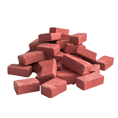 a pile of red bricks sitting on top of each other