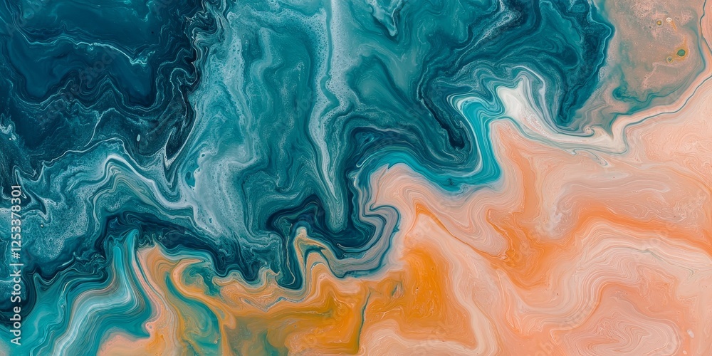 Aufkleber abstract artwork showcasing marbling fluid art with a focus on the seamless blending of colors and t