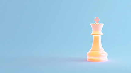 Strategic chess move digital art minimalist design blue background conceptual viewpoint abstract representation