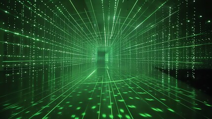 Obraz premium Immerse yourself in a mesmerizing journey through aéš§é“of green light.