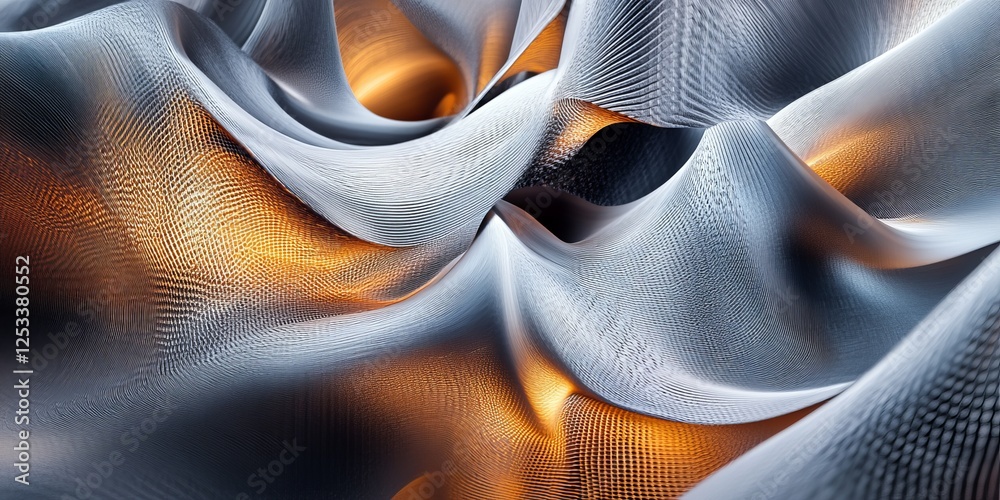 Poster abstract visual with 3D effects, incorporating dynamic textures and subtle gradients to create a modern and captivating representation of three-dimensional complexity