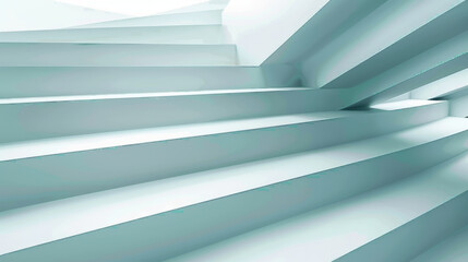 Obraz premium modern architectural staircase with sleek, white steps creating dynamic visual effect. design emphasizes clean lines and minimalism, evoking sense of tranquility and elegance
