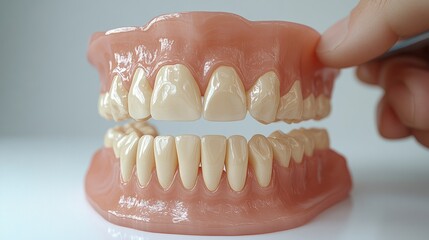 Obraz premium High-Quality Dental Model Demonstration for Educational Purposes featuring Realistic Teeth and Gum Structure in Detail