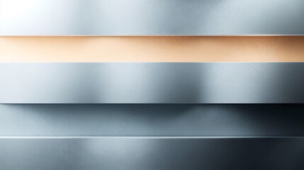 Soft light illuminates sleek horizontal metallic stripes peach accent. AI Generated