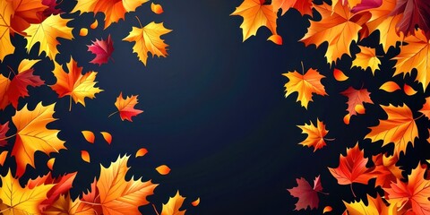 Black background with a large number of orange leaves