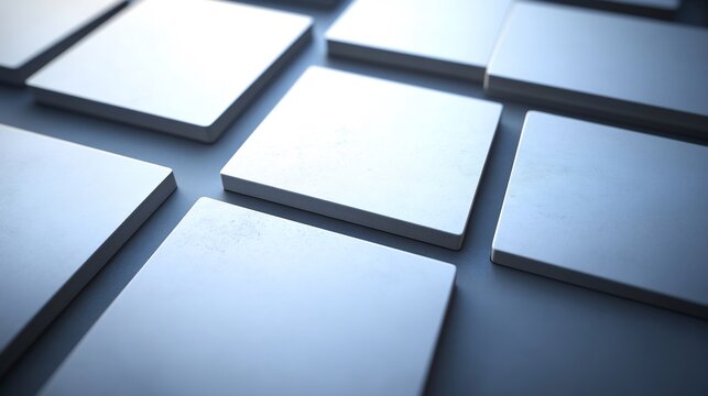 Clean White Squares Gently Stacked Soft Light Background. AI Generated