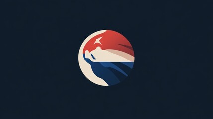 Naklejka premium Abstract circular graphic design, patriotic colors, minimalist style, possible use for branding or website background
