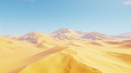 Fototapeta premium vast desert landscape with rolling sand dunes under clear blue sky, showcasing beauty of arid terrain and natural formations