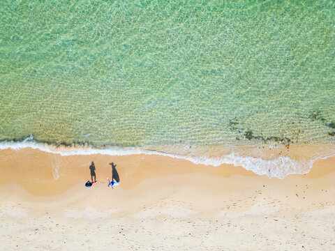 Aerial view of a beach shoreline - Powered by Adobe