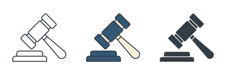 Gavel icon symbol vector illustration isolated on white background