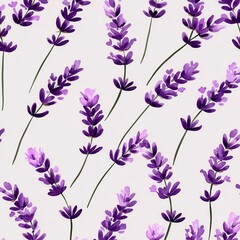 A beautiful pattern of purple lavender flowers against a light background, creating a serene and calming aesthetic.