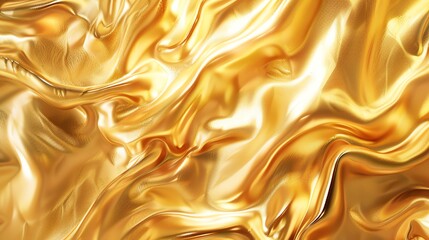 Fototapeta premium Golden fabric with soft waves. 3D rendering.