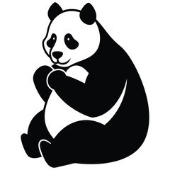 Black silhouette of panda. Vector illustration.