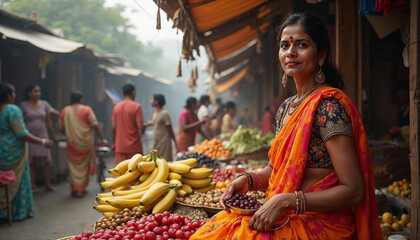 young woman at the market