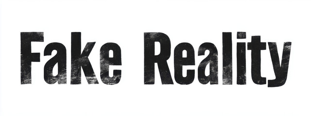 Obraz premium Text 'Fake Reality' in a distressed, bold black font on a white background, conveying themes of deception and truth.