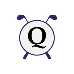 Fototapeta premium Letter Q Hockey Badge Logo Design