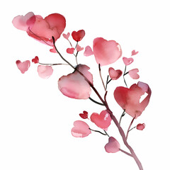 Watercolor Heart Shaped Flowers. Romantic Valentine's Art Print