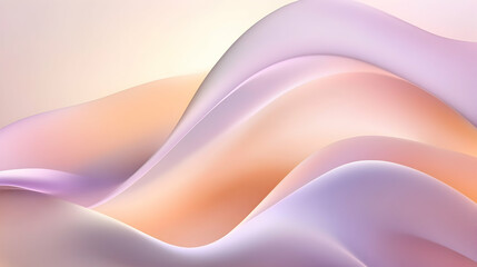A soft, flowing abstract background with pastel lavender, peach and ivory hues, illuminated by soft lighting to create a smooth and serene design