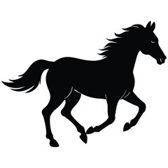 Black silhouette of Horses. Vector illustration.